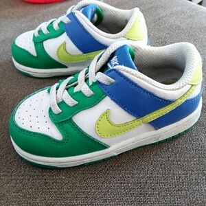 Nike Kids Sneakers in Green, Blue, and White